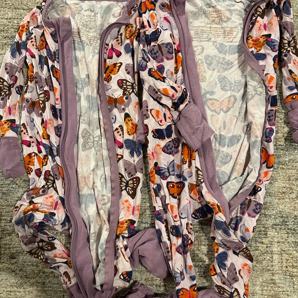 Little Sleepies Butterfly Print Baby Onesies